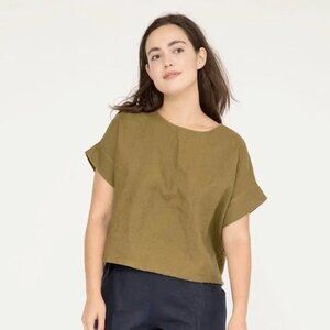 Elizabeth Suzann Georgia Tee Linen OS in Olive Green